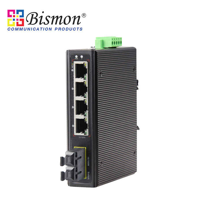 4 *10/100M RJ45 ports and 1*155M SC fiber port (Single-mode, Dual fiber) Industrial Switch